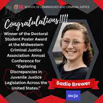 Doctoral Student Sadie Brewer wins MCJA Doctoral Student Poster Award!